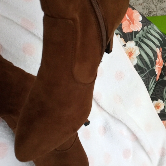 New Brown Suede Women Pointed Toe Side Zipper High Heels tall Boots size 6.5 - Picture 5 of 8